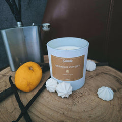 Bougie parfumee citron meringue Meringue oddyssey Calmdle be avec citron, meringues et gousses de vanille